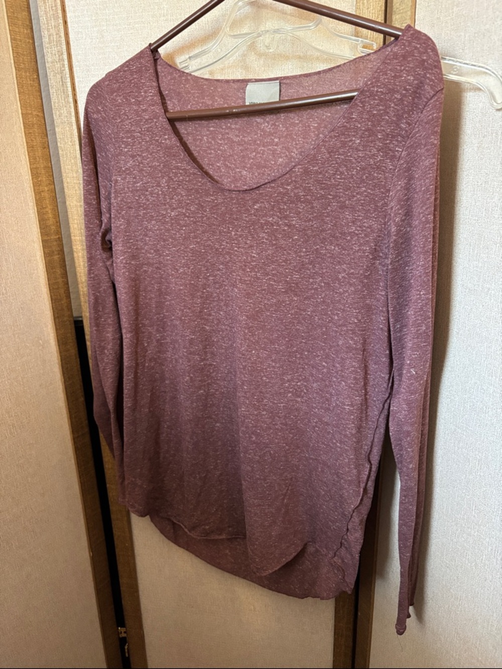 Vero Moda Heather Scoop Neck Long-Sleeve Slub Top Large